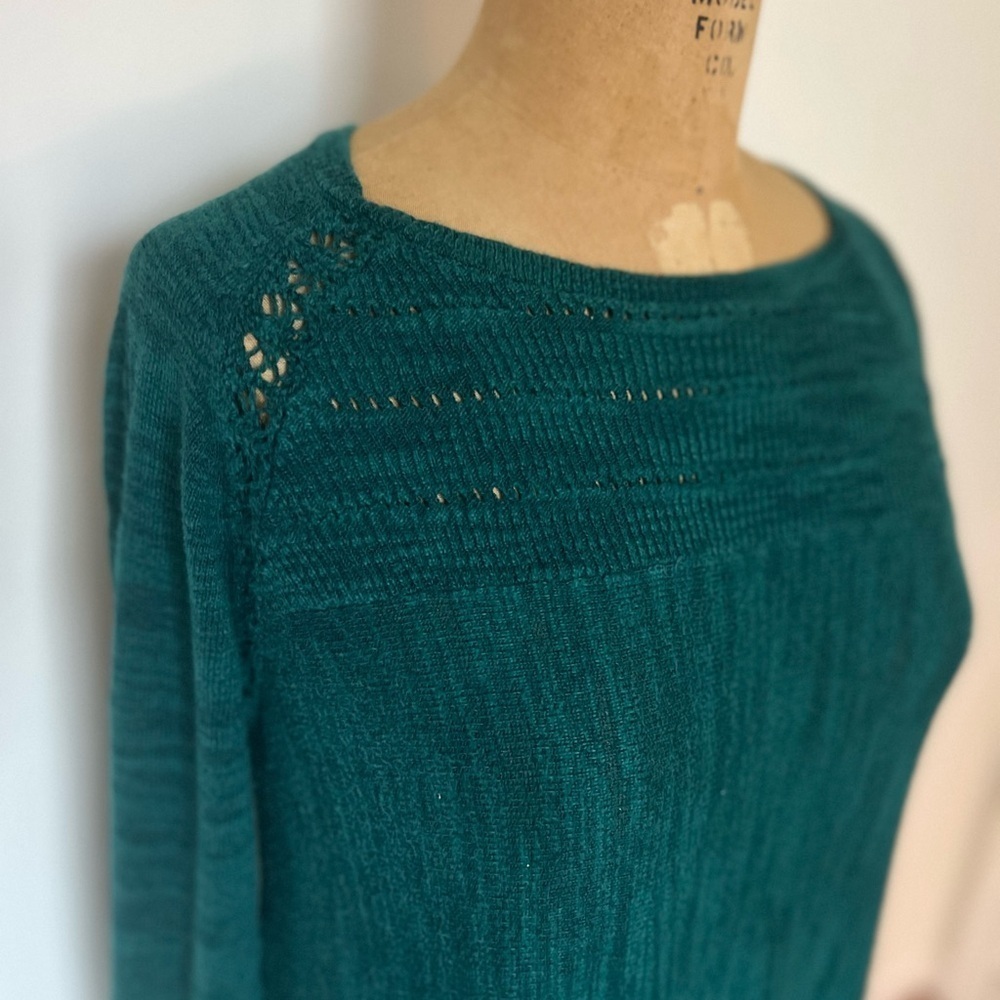 Knitted & Knotted Anthropologie long green sweater medium - Picture 4 of 8